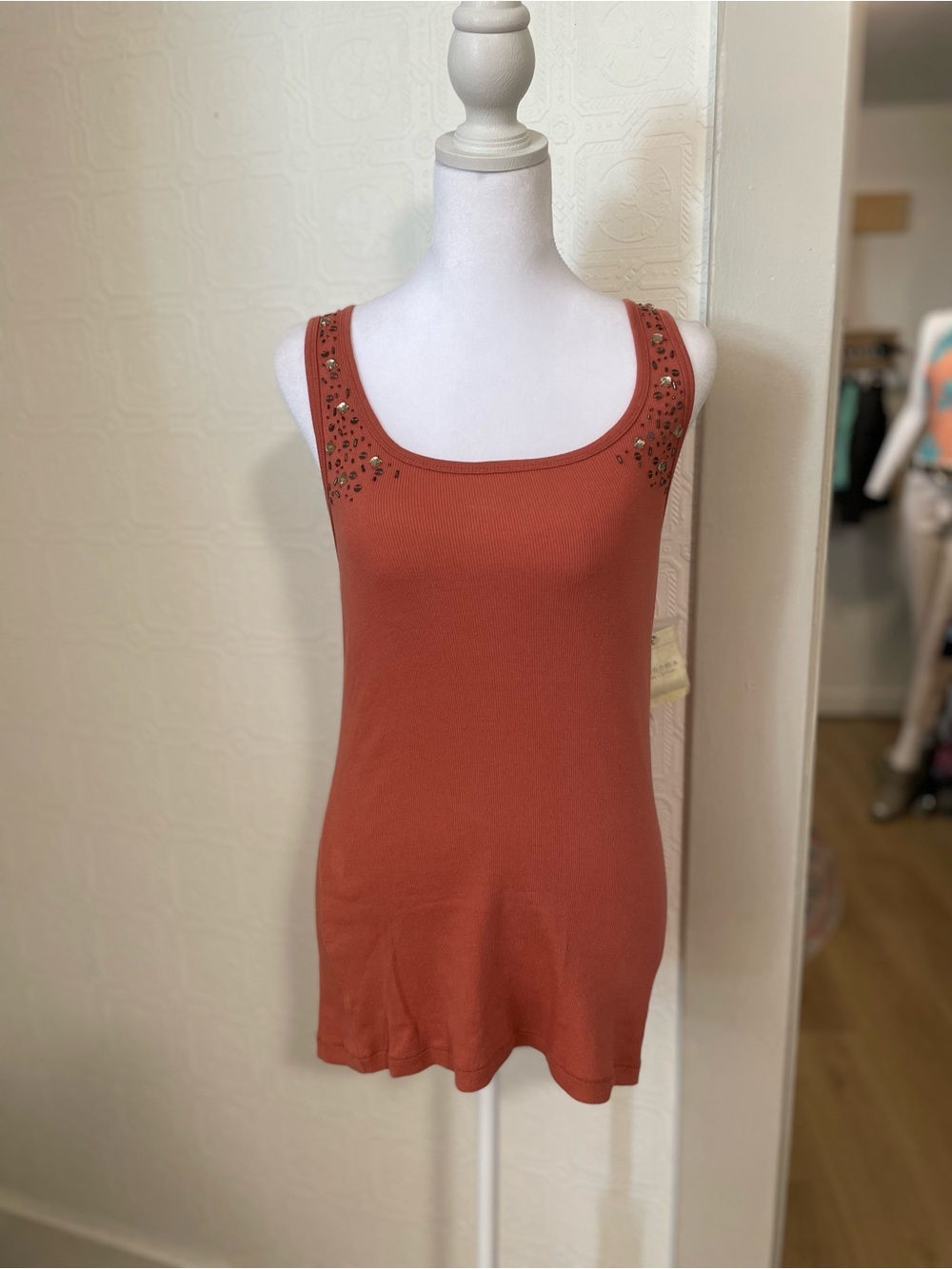 Sonoma Rust Beaded Scoop Neck Tank Top